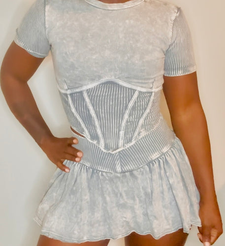 Gray Mineral Skirt Set